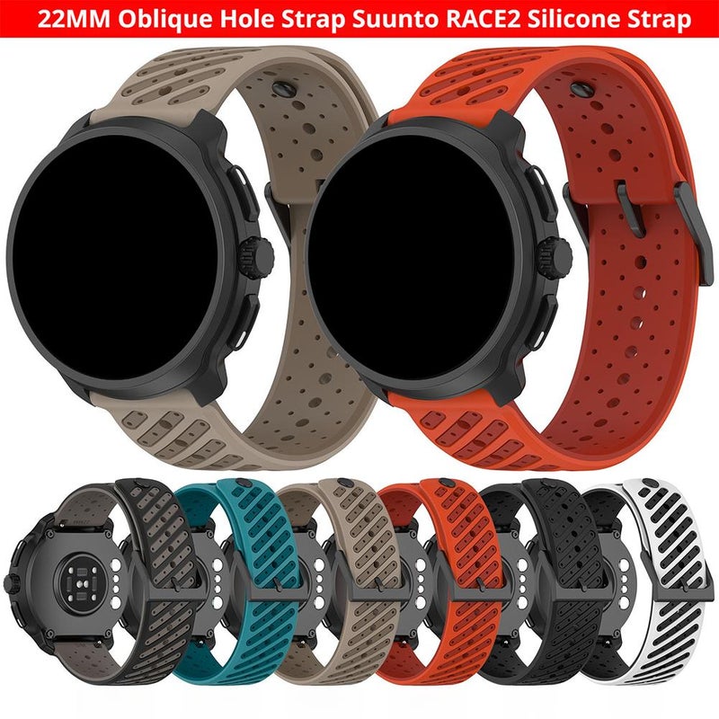 سوار بديل لساعة Suunto - حزام ساعة سيليكون مقاس 22 مم متوافق مع Suunto Race2 Run وRaceS وRace وVertical و9 PeakPro و9 Peak و5 Peak (أبيض وأسود) - Image 4